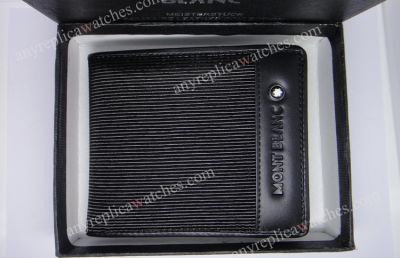 Stripe Black Leather Men Wallet Mont Blanc Card Wallet